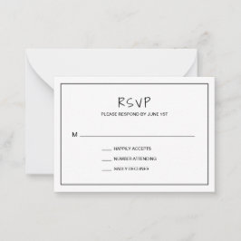 Boda moderno Minimalista simple Mini tarjeta RSVP