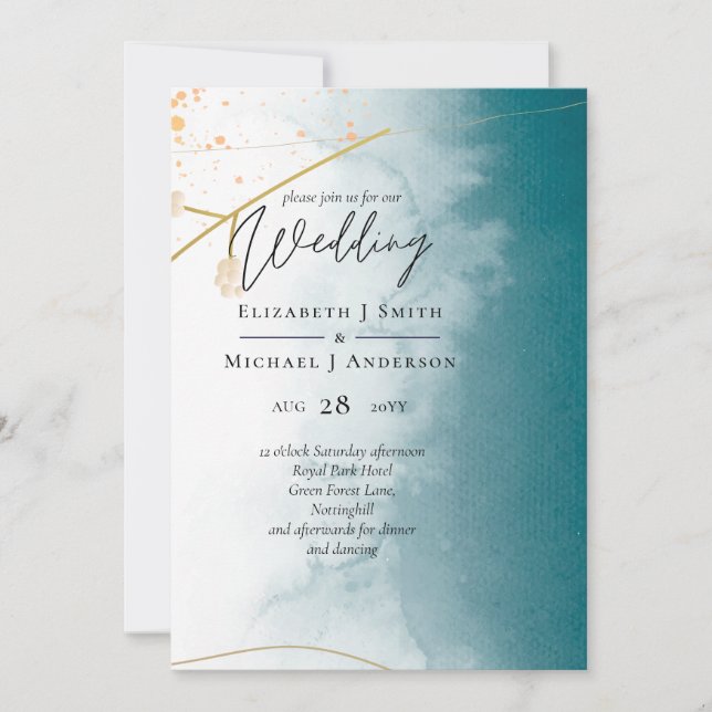 Boda moderno Misty Blue Gold (Anverso)