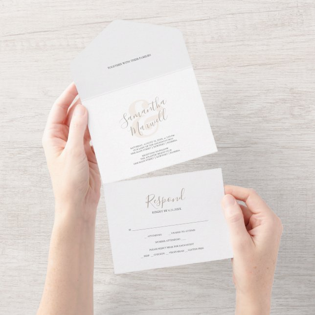 Boda Moderno Simple Todo En Una Invitación (desgarro)