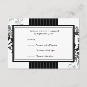 Boda Monocromo Banda blanca y negra RSVP -pequeña