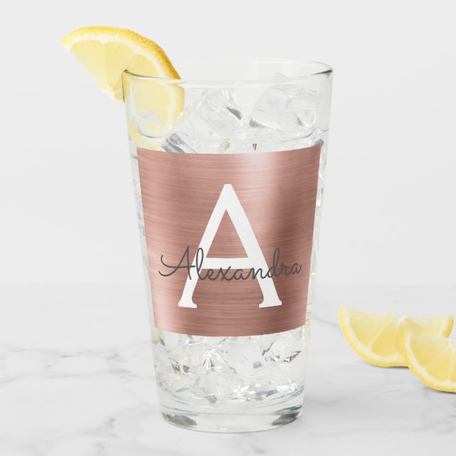 Boda Monograma de Relieve metalizado metálico rosa (Anverso (hielo))