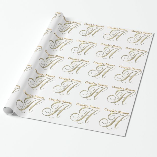 Boda Monograma H Papel de ajuste de regalo (Desenrollado)