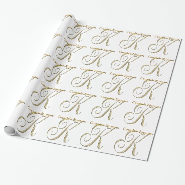 Boda Monograma K Papel de ajuste de regalo (Desenrollado)
