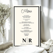 Boda Monograma Menú de cena de ensayo personalizad