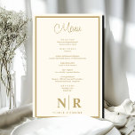 Boda Monograma Menú de cena de ensayo personalizad<br><div class="desc">Presentamos nuestro menú de cena de ensayo personalizado "Monograma blanco y dorado", una fusión sublime de elegancia y personalización, perfecta para su celebración especial. Elaborados con meticulosa atención a los detalles, estos menús elevan su cena de ensayo con un toque de sofisticación y encanto. Adaptados a su estilo único, nuestros...</div>