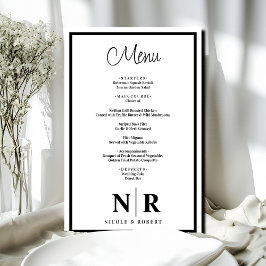 Boda Monograma Menú de cena de ensayo personalizad