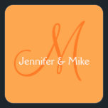 Boda Monograma Naranja Pegatinas Plaza<br><div class="desc">Diseño de Pegatina Naranja Monograma boda por Elke Clarke © 2008 Personalizable.</div>