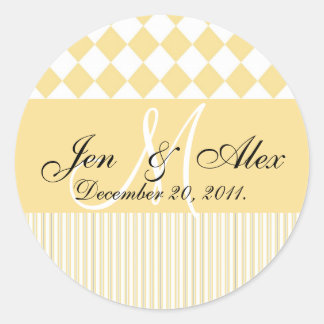 Boda Monograma Novia Groom Fecha Sello Amarillo