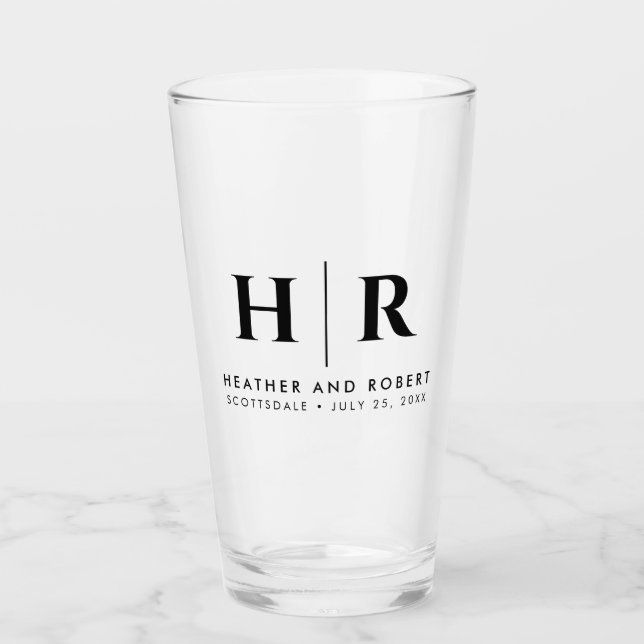 Boda Monograma Novia Personalizado moderna y Groom (Anverso)