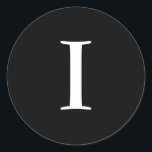 Boda Monograma Pegatinas negros<br><div class="desc">Estos pegatinas presentan un elegante monograma I. ¡Excelente para favores de boda,  etc!</div>