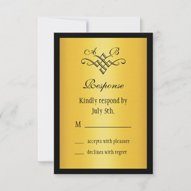 Boda Monograma RSVP Gold (Anverso)