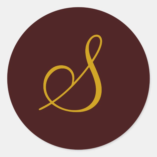 Boda Monograma S Pegatina De Sello De Oro (Anverso)