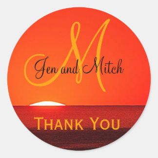 Boda Monograma Sello para sobres de atardecer trop