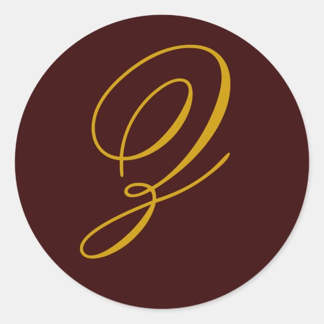 Boda Monograma Z Pegatina de sello de oro (Anverso)