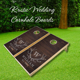 Boda Monogramada Rustic Walnut Brown Antler
