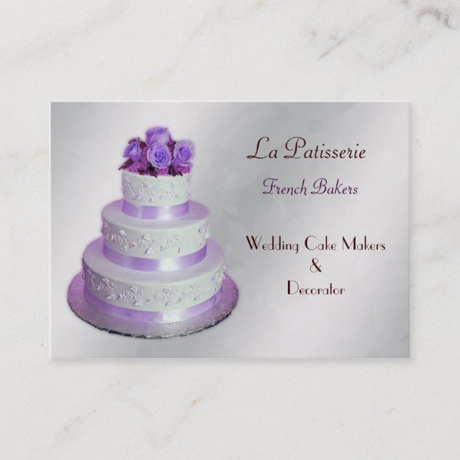 Boda morada de plataCake hace tarjetas de negocios (Anverso)