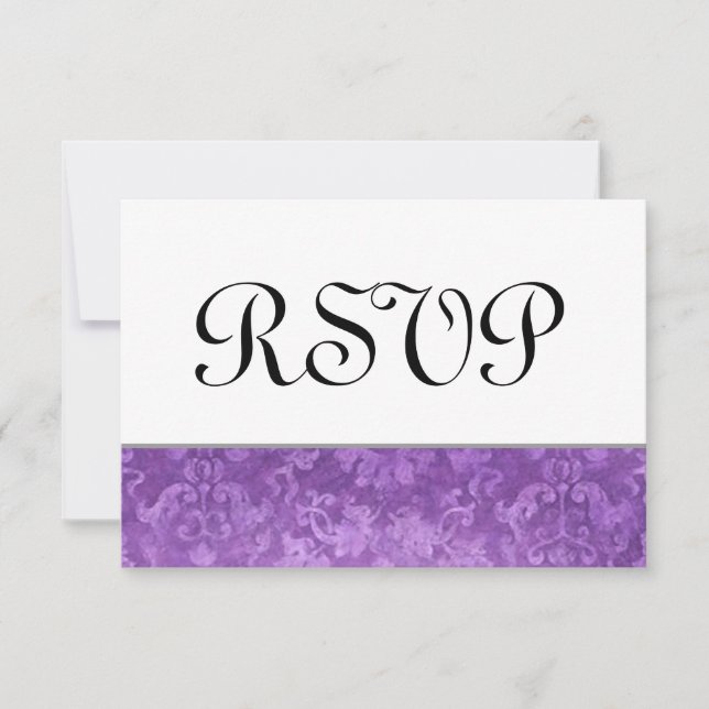 Boda morada RSVP Grunge Damask V2 (Anverso)