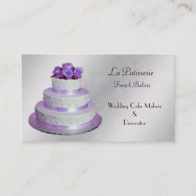 boda morado plateado Cake Fabrica tarjetas de nego (Anverso)