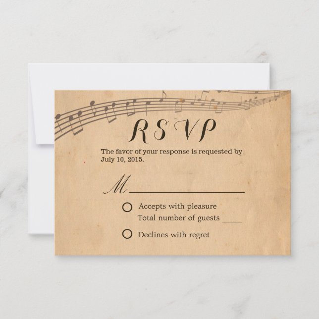 Boda musical Vintage Musical Response RSVP (Anverso)