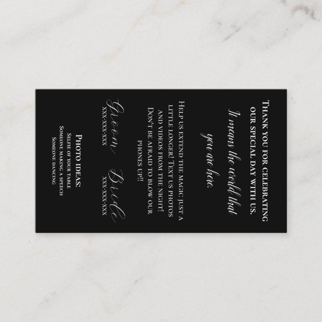 Boda Napkin Insertar Tarjeta de agradecimiento (Anverso)