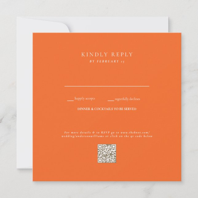 Boda naranja Código QR RSVP (Anverso)
