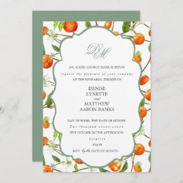Boda naranja Set Basil Invitación Verde
