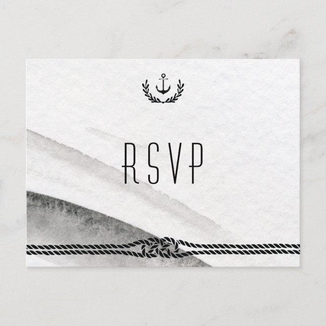 Boda Náutica RSVP Postales Gris Y Blanco (Anverso)