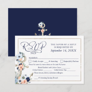 Boda Nautical Anchor Nave Blue Peach RSVP