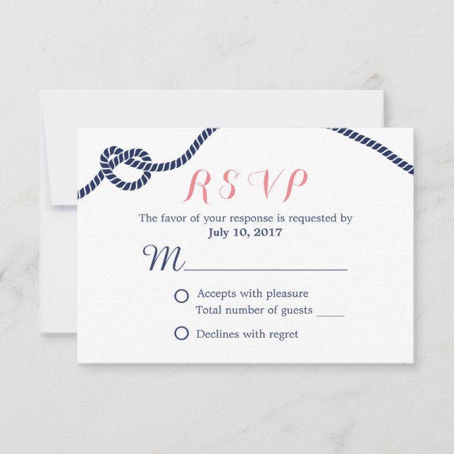 Boda náutico atando el Knot RSVP (Anverso)