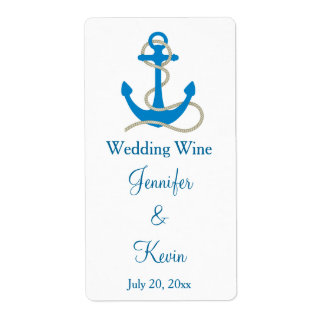 Boda Náutico Azul Mini etiquetas de vino