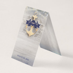 Boda Náutico de la Anclaje de Oro Tarjeta adicio