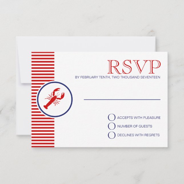 Boda Náutico Tema RSVP Personalizado Lobster Rojo (Anverso)