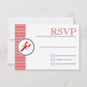 Boda Náutico Tema RSVP Personalizado Lobster Rojo
