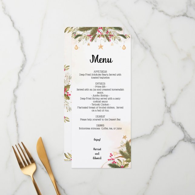 Boda navidad Bridal Shower Menu (Anverso/Reverso In Situ)