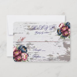 Boda Navy Burgundy Rubor Rosa Peonía Dorado RSVP 