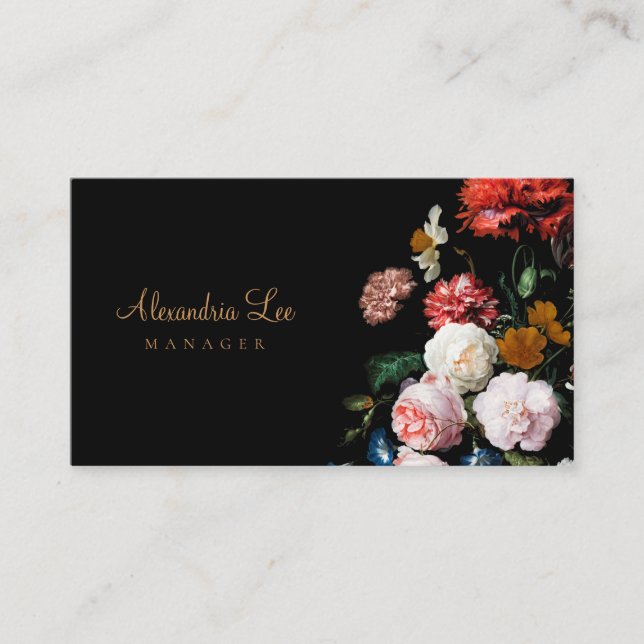 Boda negra floral lateral negra roja de la tarjeta (Anverso)