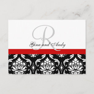 Boda negra roja de Damasco RSVP para invitaciones 