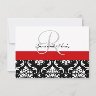 Boda negra roja de Damasco RSVP para invitaciones