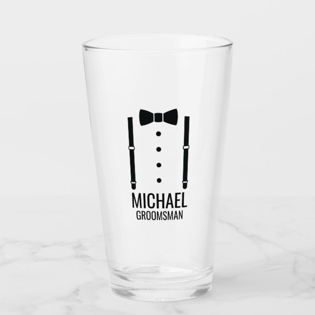 Boda negro Bow Tie Personalizado Groomsmen (Anverso)
