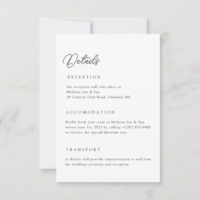 Boda Neutral Detalles Tarjeta de gabinete de códig (Anverso)