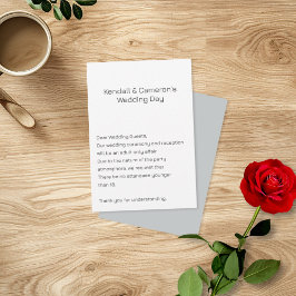 Boda Neutral No Niños Alojamiento Tarjetas Pequeña