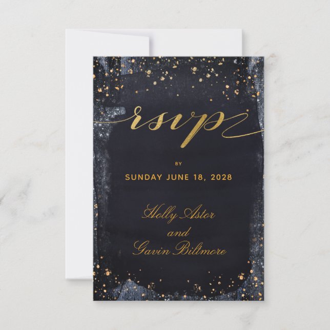 Boda nocturno Gold Starry Election RSVP (Anverso)