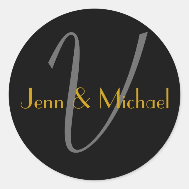 Boda Nombre de la novia Groom Monograma V Sello de (Anverso)