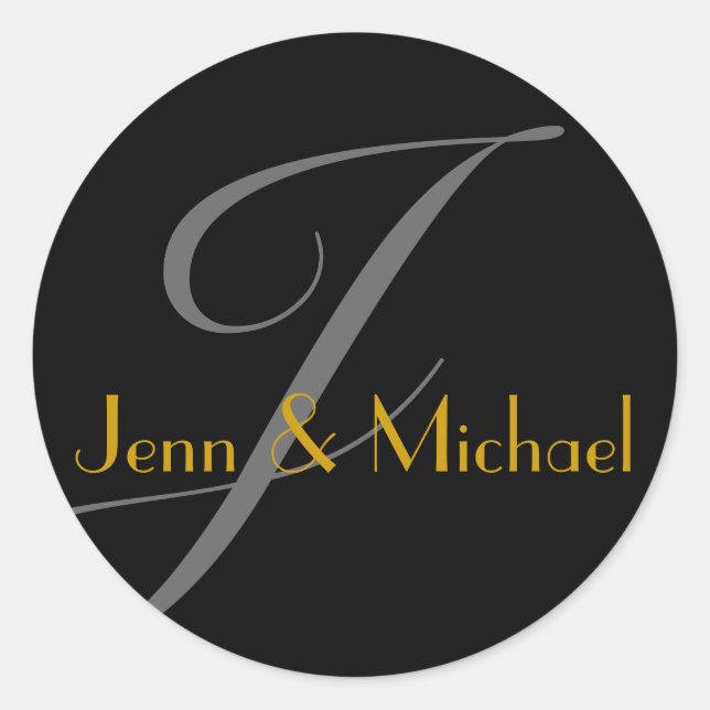 Boda Novia Groom Nombres Monograma J Sello de oro (Anverso)