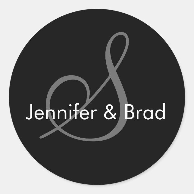 Boda Novia Groom Nombres Monograma S Pegatina (Anverso)