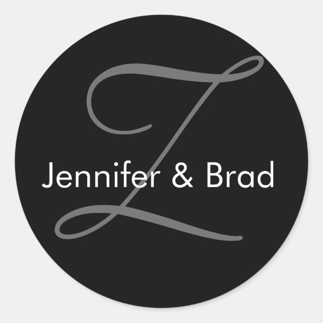 Boda Novia Groom Nombres Pegatina Monograma (Anverso)
