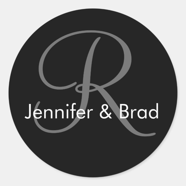 Boda Novia Groom Nombres Pegatina Monograma (Anverso)
