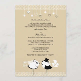 Boda Novia y Aves Groom Invitación plana