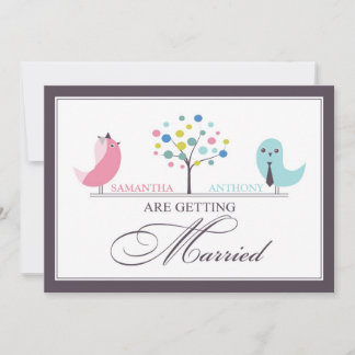 Boda Novia y Aves Groom Invitación plana