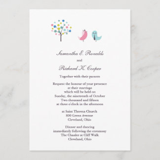 Boda Novia y Aves Groom Invitación plana